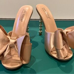 Cape Robbin Women's Metallic Satin Heels with Bow Women’s Size 10